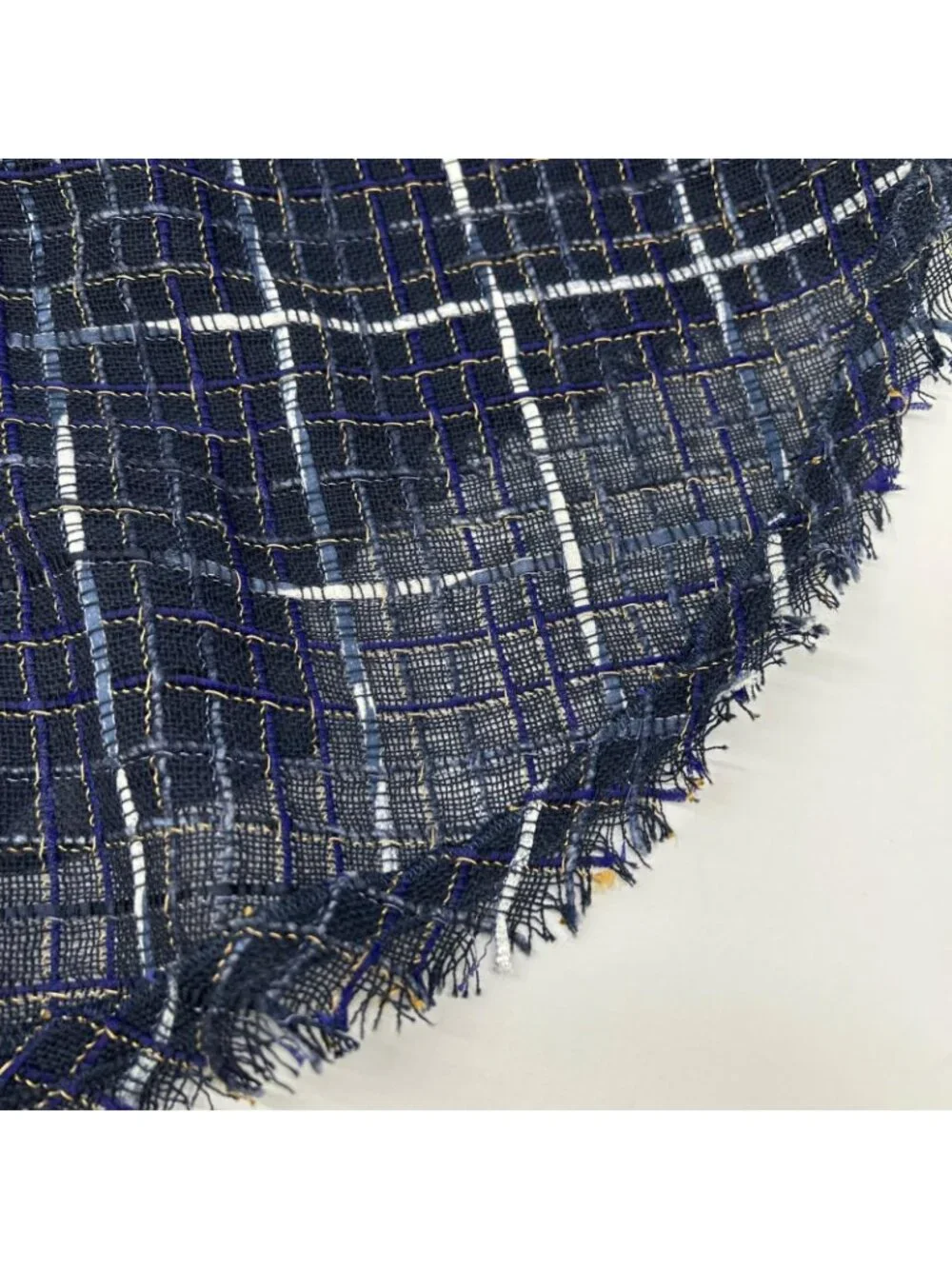 Chanel Navy Check Tweed Cami Dress 34